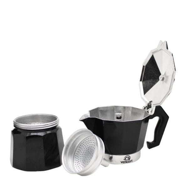 Cafetera Moka Italiana Espresso 3 Tazas Vencort Color Negro - Image 5