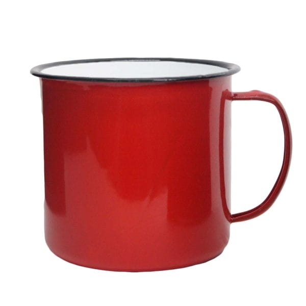Pocillo Bicolor Taza De Peltre 1 Litro Color Rojo #12 Vencort