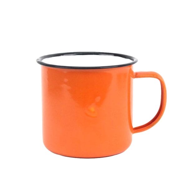 Pocillo Bicolor Taza De Peltre 330 Ml Color Naranja