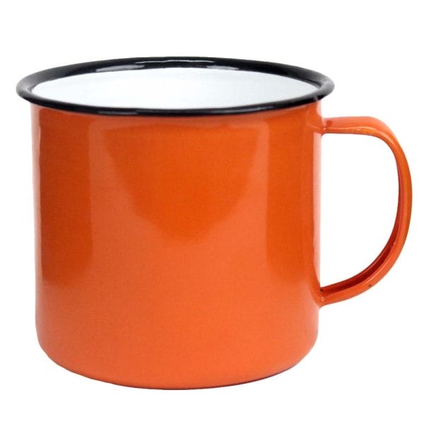 Pocillo Bicolor Taza De Peltre 635 Ml Color Naranja