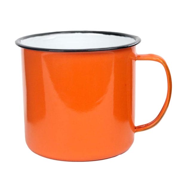 Pocillo Bicolor Tazas De Peltre 1 Litro Color Naranja #12 Vencort