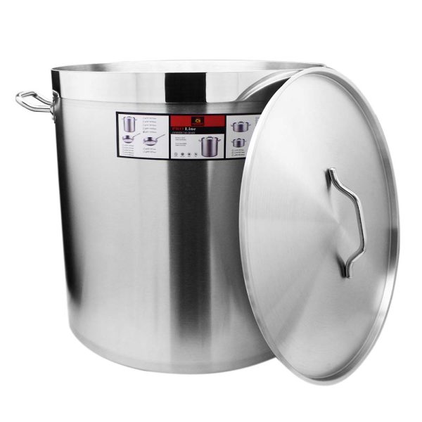 Olla de Acero Inoxidable de 100 Litros con Tapa, ideal para preparar grandes cantidades de alimentos