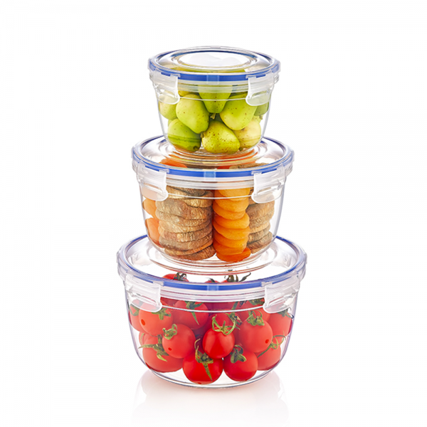 Juego de 3 Hérmeticos Redondos Contenedor de Alimentos