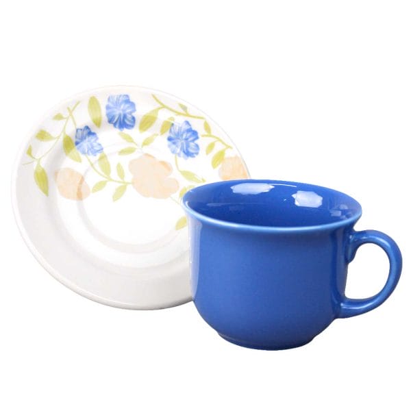 Set Taza Y Plato De Cerámica Decorada Azul Perfeito 200 Ml - Image 3