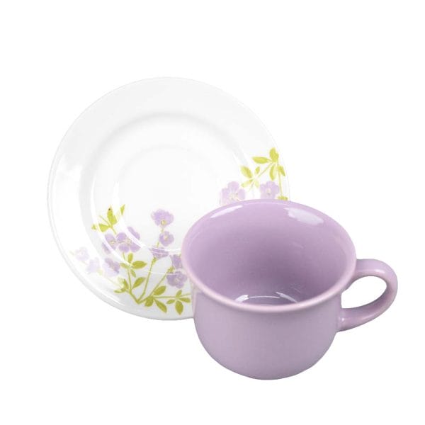 Set Taza Y Plato De Cerámica Decorada Florata Lilac 200 Ml - Image 3