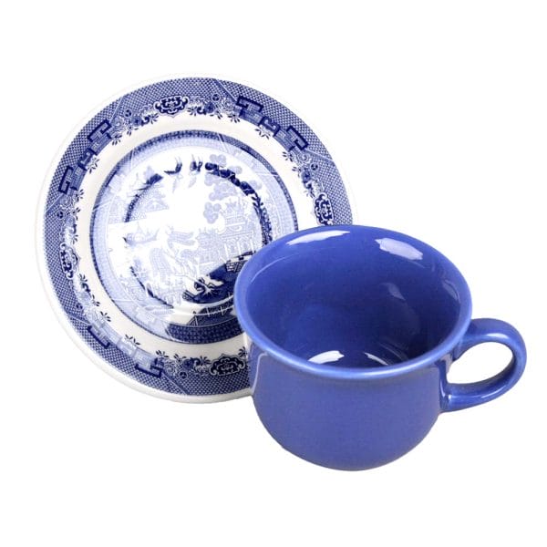 Set Taza Y Plato De Cerámica Decorada Blue Willow 200 Ml