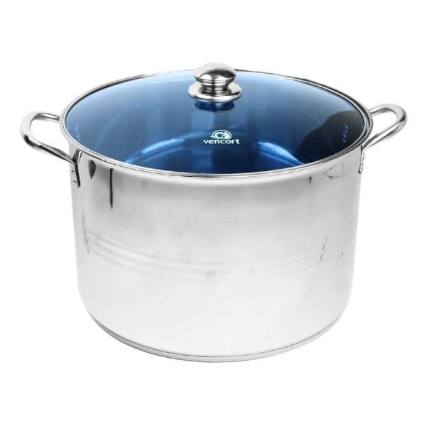 Olla Acero Inoxidable Con Tapa De Vidrio Color Azul 18 Lts / 32 Cm