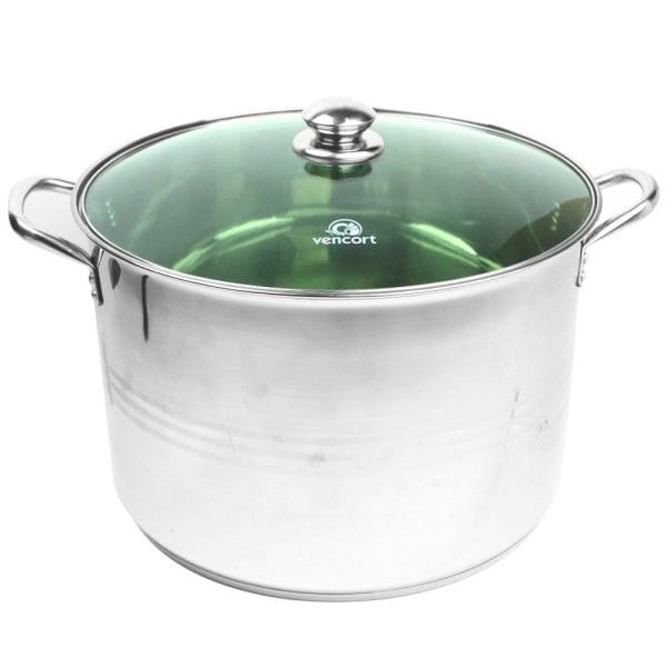 Olla Acero Inoxidable Con Tapa De Vidrio Color Verde 18 Lts / 32cm