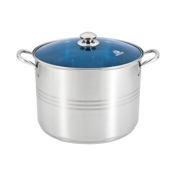 Olla Acero Inoxidable Con Tapa De Vidrio Azul 24 Lts / 36 Cm