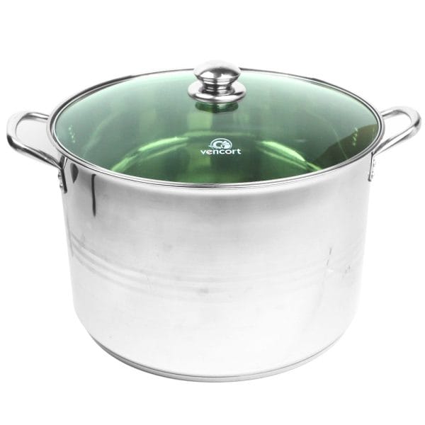 Olla Acero Inoxidable Con Tapa Color Verde De Vidrio 24 Lts / 36cm - Image 3