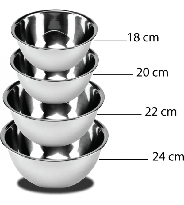 Juego de 4 Tazones Acero Inoxidable 18 -24 cm