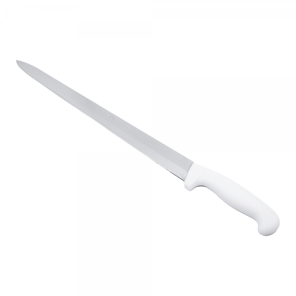 Cuchillo Cecinero Liso 19" Mango Blanco Profesional