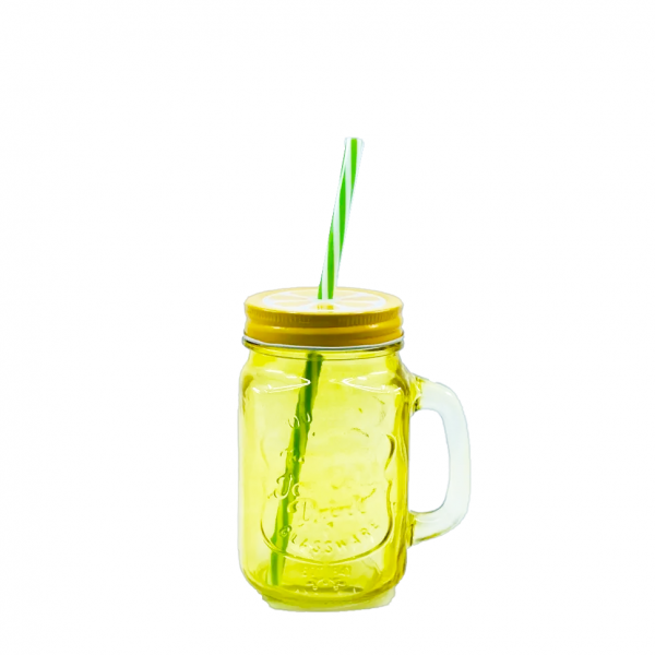Juego de Tarros Mason Jars Amarillo Con Popote 470 Ml - Image 3