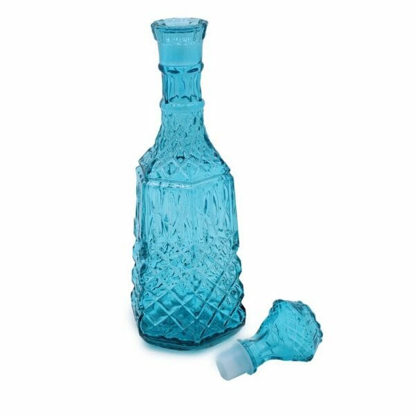 Licorera Diamante De Vidrio Azul 1lt