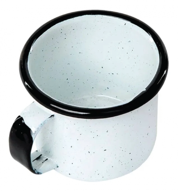 Pocillo Taza De Peltre Blanco Jaspeado 85 Ml – Pack 12 Pzs