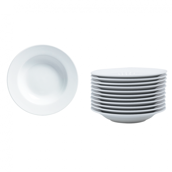 Juego de 12 Platos Redondo Sopero Loza Blanca 22cm - Image 2
