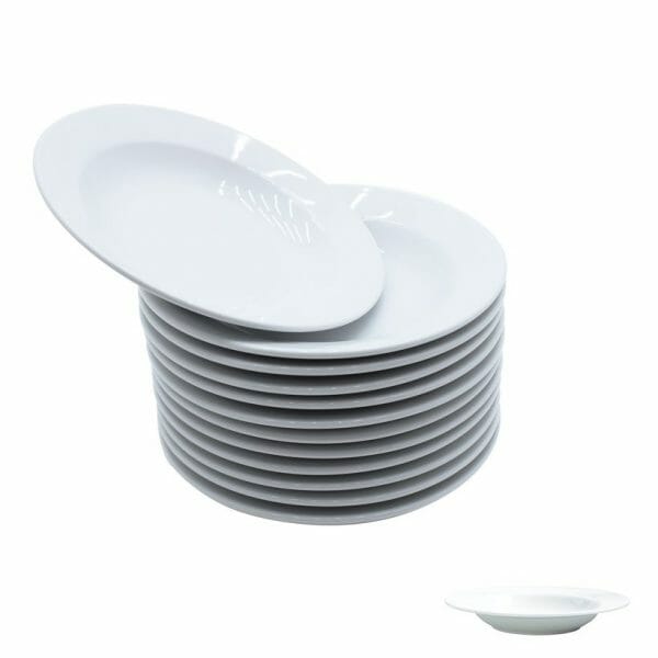 Juego de 12 Platos Redondo Sopero Loza Blanca 22cm - Image 3