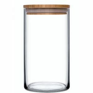 Frasco de vidrio especiero con tapa de bamboo