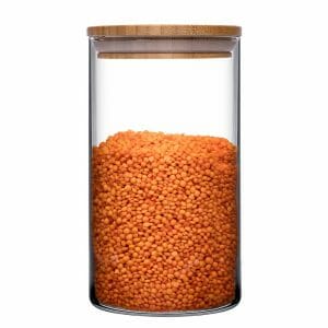 Frasco de vidrio especiero con tapa de bamboo