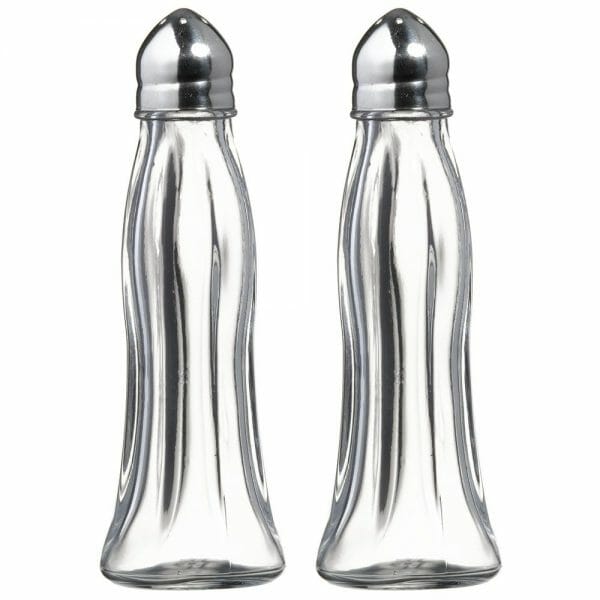 Juego Set De 2 Saleros de Vidrio Con Tapa de Metal 35 ml