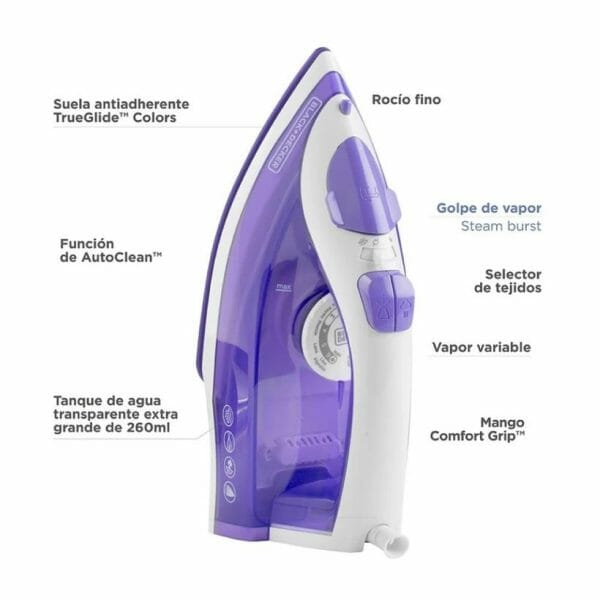 Plancha De Vapor Black & Decker True Glide Purpura - Image 3