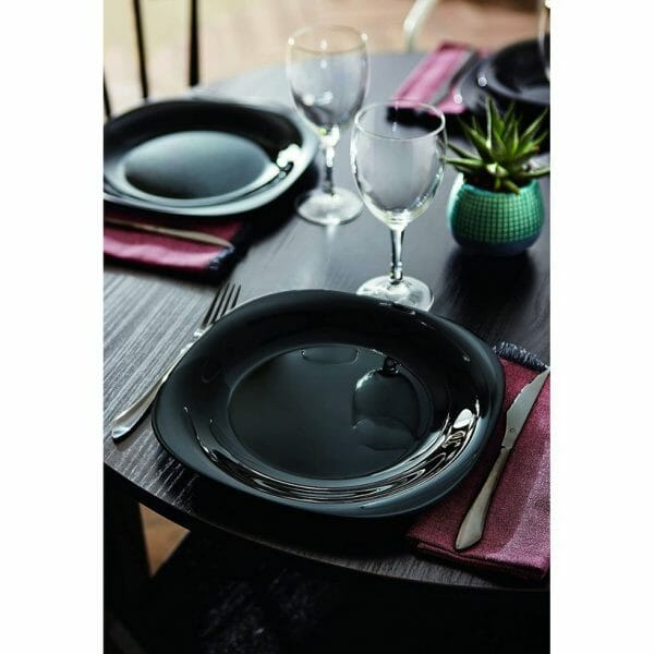 Juego de platos Vidrio Opal Trinche Carine Negro - Image 3