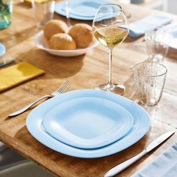 Juego de Platos Vidrio Opal Para Postre Carine Light Blue - Image 2