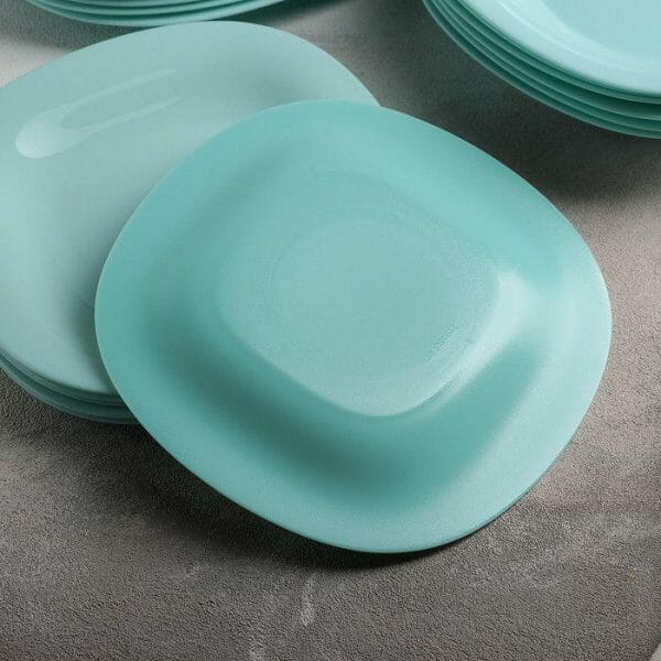 Plato Hondo De Vidrio Opal Azul Turquesa - Pack 6 Pzs - Image 2