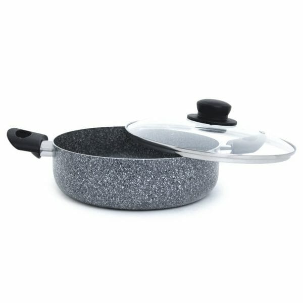 Arrocera Italiana Con Antiadherente de Granito y Tapa de Vidrio 24 cm