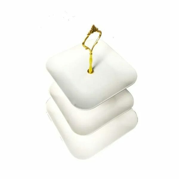 Set 3 Niveles Platos Base Para Postres Melamina Caudrada