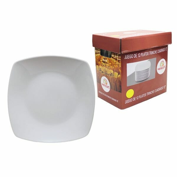 Juego de Platos Trinche Quadratto Porcelana 12"