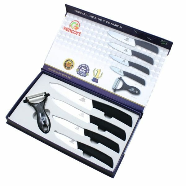 Set Cuchillos Y Pelador De Cerámica
