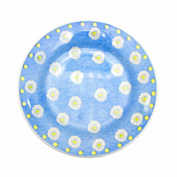 Plato Trinche De Cerámica 26 Cm Decorado Margaridas
