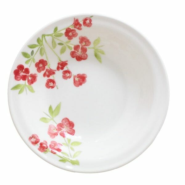 Plato Hondo De Cerámica 21 Cm Decorado Florata Vermelho