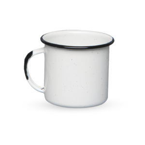 Taza de peltre blanco jaspeado 360 ml