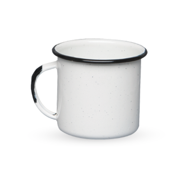 Taza de peltre blanco jaspeado 360 ml