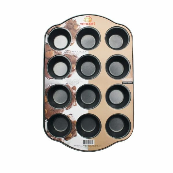 Molde Para Muffin Charola 12 Muffins Mediano 6.5 Cm