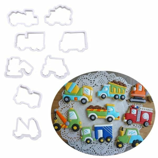 Kit 8 Cortadores De Fondant Masa Vehículos Para Repostería
