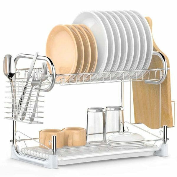 Escurridor De Trastes Moderno Metal Cromado 55 Cm 2 Niveles - Image 2