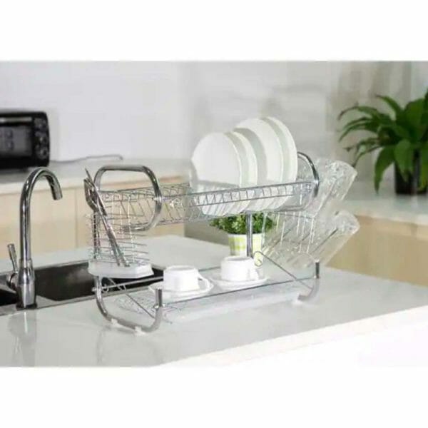 Escurridor De Trastes Moderno Metal Cromado 55 Cm 2 Niveles - Image 3