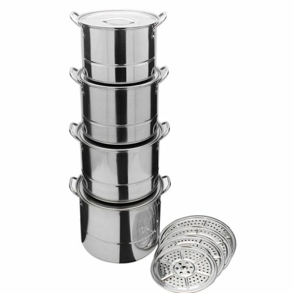 Juego De 4 Vaporeras Stock Pot Acero Inoxidable - 12 Pzas - Image 3