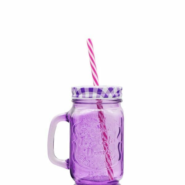 Mason Jar Frasco Tarro Colores Fiesta Popote 470 Ml