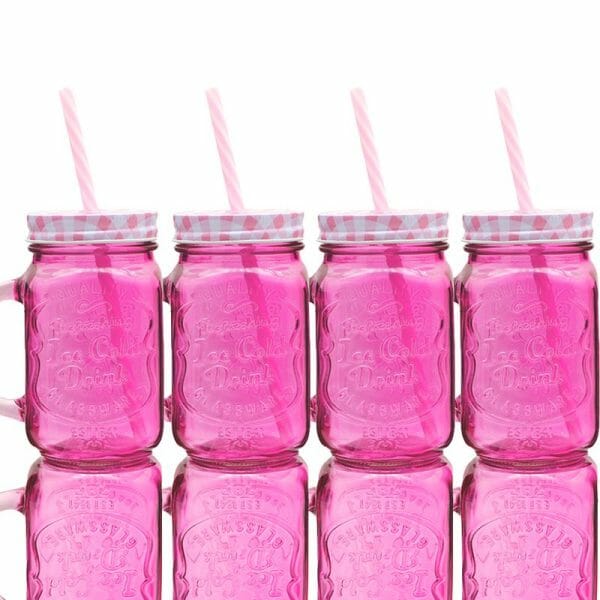 Mason Jar Frasco Tarro Colores Fiesta Popote 470ml