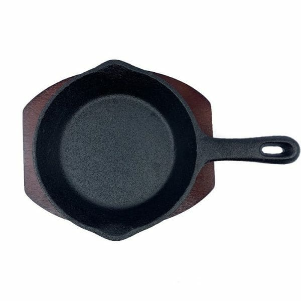 Sarten De Hierro Fundido Y Base De Madera Mini 14 Cm - 12 Pzas - Image 3