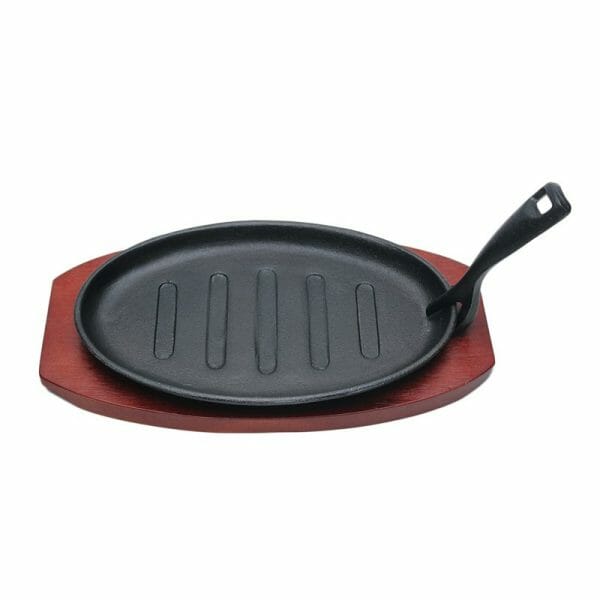 Platos Sartén Hierro Fundido Con Base De Madera - Image 3