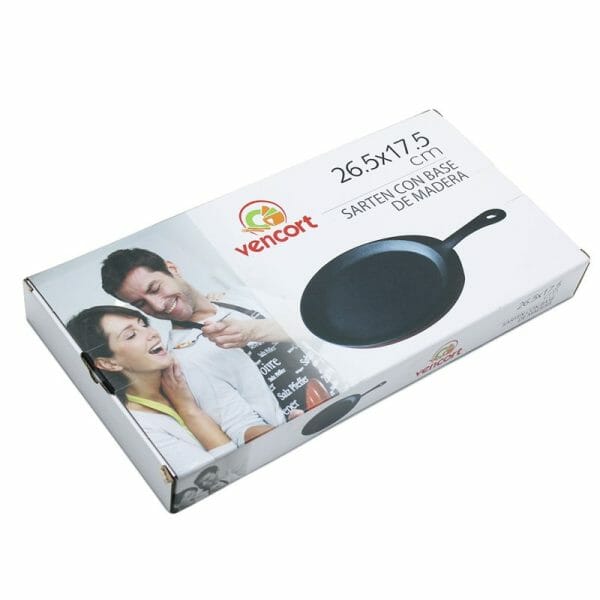 Sarten Plato Hierro Fundido Y Base De Madera