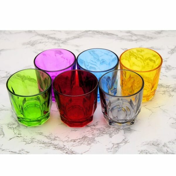 Encuentra en Vencort el Juego De Vasos De Vidrio de Colores Para Whiskey 11Oz, visita nuestra tienda en línea