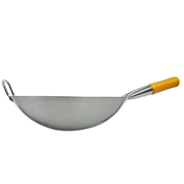 Wok De Acero Inoxidable 32 Cm Con Mango De Madera 3.4 L - Image 2
