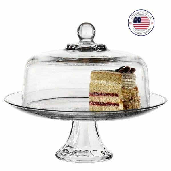 Base De Pastel Vintage Con Domo Para Postre Anchor Hocking