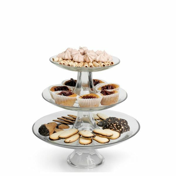 Plato Pastelero De Vidrio Con Pie Anchor Hocking - 3 Pzas
